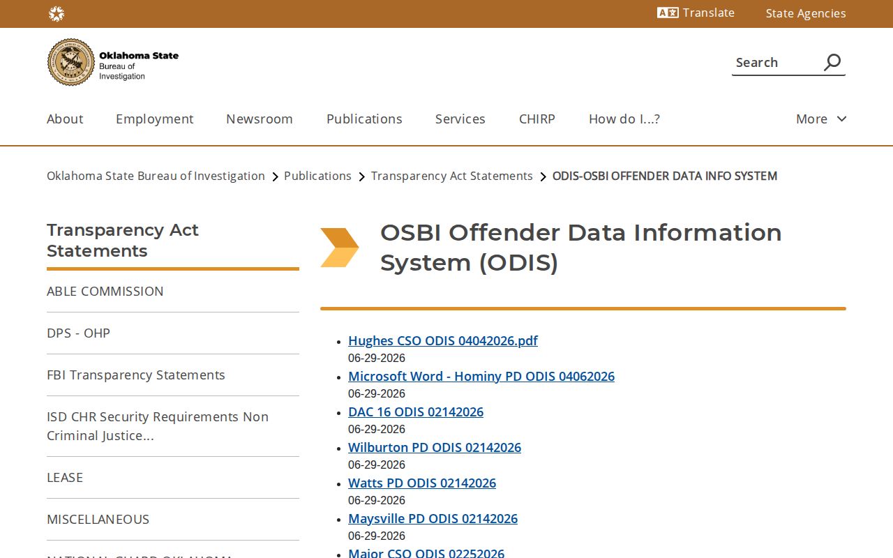 Adair County 24 hour release records and internal ODIS documentation