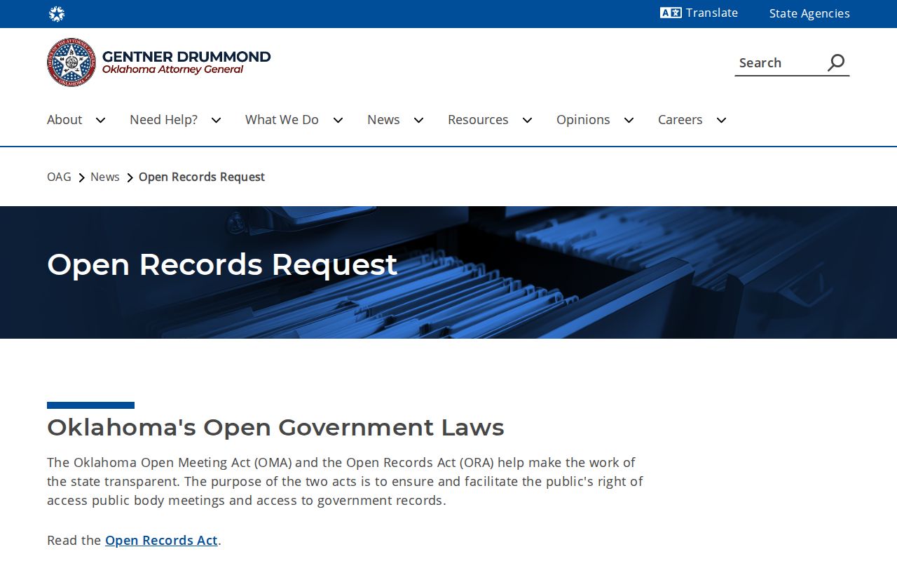 Adair County release records Oklahoma open-records request guidance